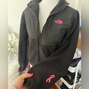 The North Face Black Fleece Jacket with Pink Breast Cancer Logo